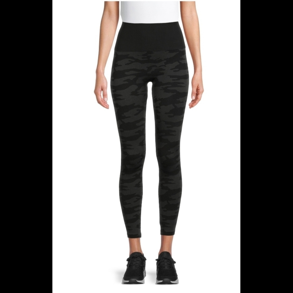 Warners no muffin top leggings Black camo textured 2X 3X NEW seamless shape